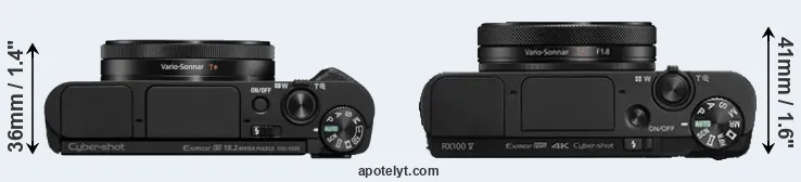 Compare HX99 versus RX100 V top