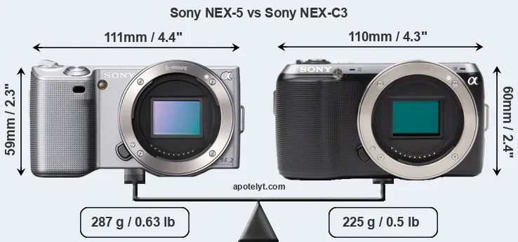 Size Sony NEX-5 vs Sony NEX-C3