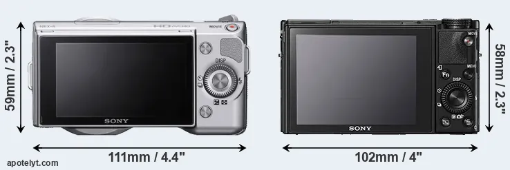 Comparison NEX-5 or RX100 V rear