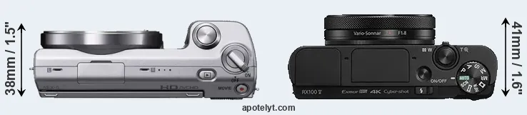 Compare NEX-5 versus RX100 V top