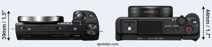Compare NEX-5R versus ZV-1 top