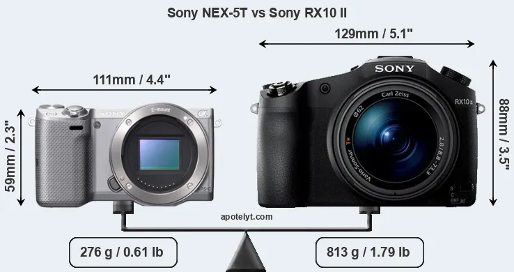 Size Sony NEX-5T vs Sony RX10 II