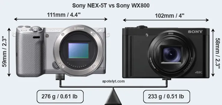 Size Sony NEX-5T vs Sony WX800