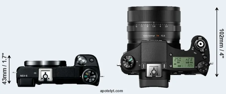 Compare NEX-6 versus RX10 II top