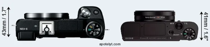 Compare NEX-6 versus RX100 III top