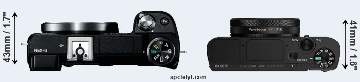 Compare NEX-6 versus RX100 IV top