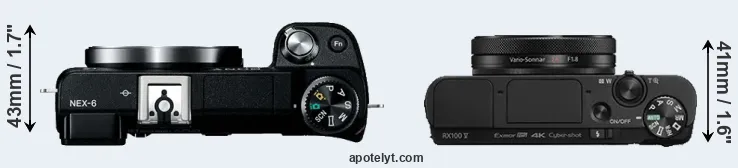 Compare NEX-6 versus RX100 V top