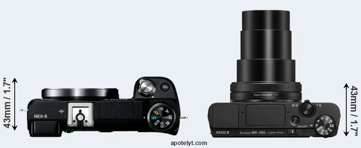 Compare NEX-6 versus RX100 VI top