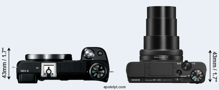Compare NEX-6 versus RX100 VII top