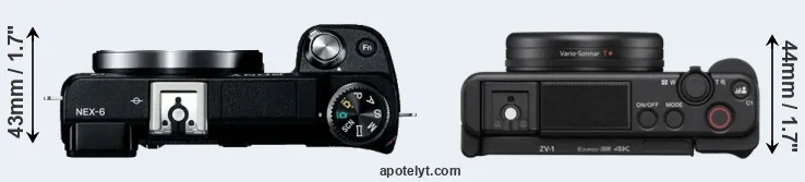 Compare NEX-6 versus ZV-1 top