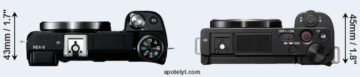 Compare NEX-6 versus ZV-E10 top