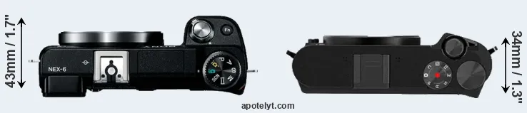 Compare NEX-6 versus M1 top