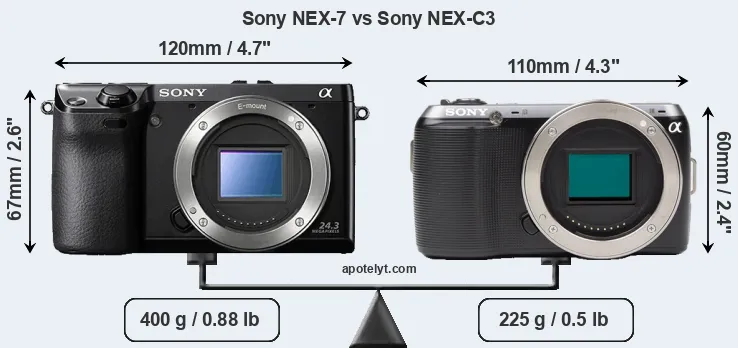 Size Sony NEX-7 vs Sony NEX-C3