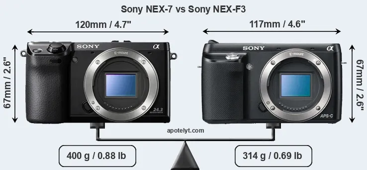 Size Sony NEX-7 vs Sony NEX-F3