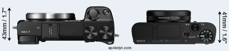 Compare NEX-7 versus RX100 IV top