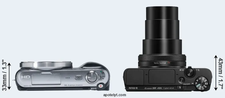 Compare NEX-C3 versus RX100 VI top