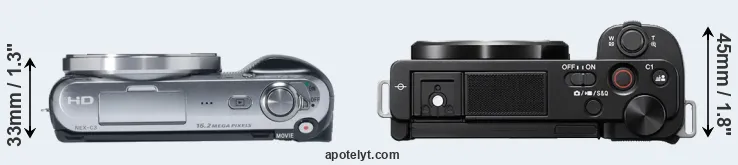 Compare NEX-C3 versus ZV-E10 top
