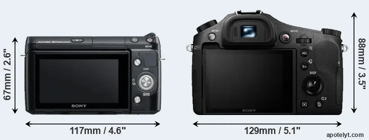 Comparison NEX-F3 or RX10 II rear