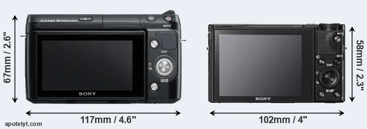 Comparison NEX-F3 or RX100 V rear