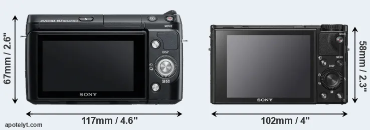 Comparison NEX-F3 or RX100 VI rear