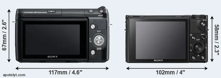 Comparison NEX-F3 or RX100 VII rear