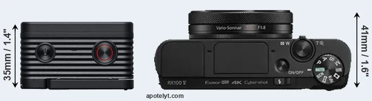 Compare RX0 II versus RX100 V top