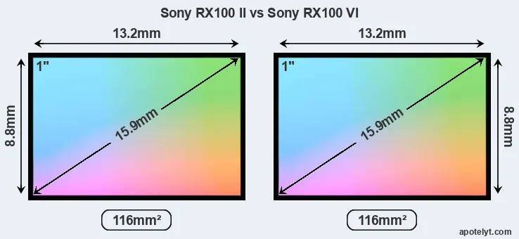 Sony RX100 II and Sony RX100 VI sensor measures