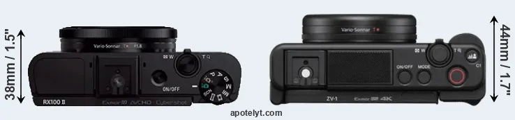 Compare RX100 II versus ZV-1 top