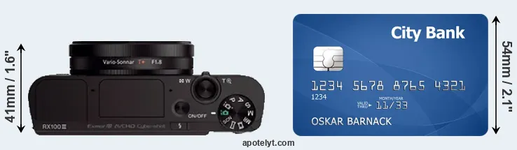 RX100 III versus credit card top view