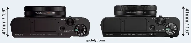 Compare RX100 III versus RX100 V top