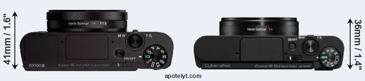 Compare RX100 III versus WX800 top