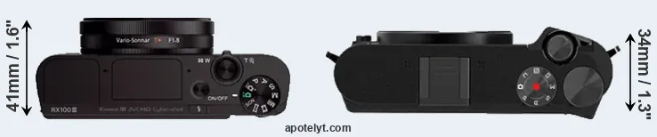 Compare RX100 III versus M1 top