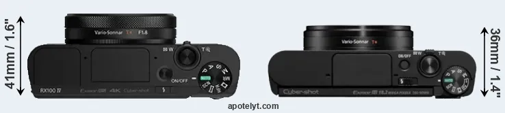 Compare RX100 IV versus WX800 top