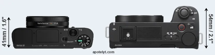 Compare RX100 IV versus ZV-E10 II top