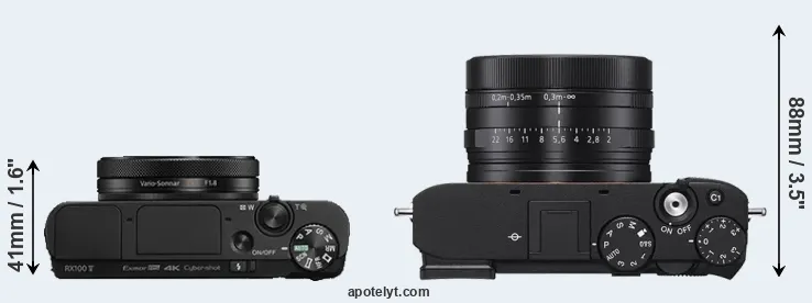 Compare RX100 V versus RX1R III top