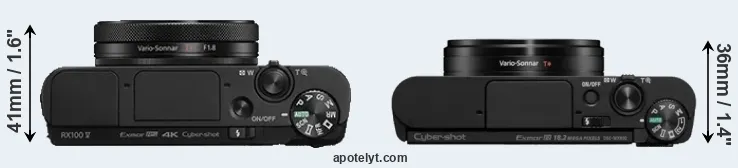 Compare RX100 V versus WX800 top