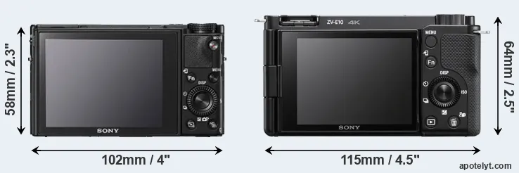 Comparison RX100 V or ZV-E10 rear