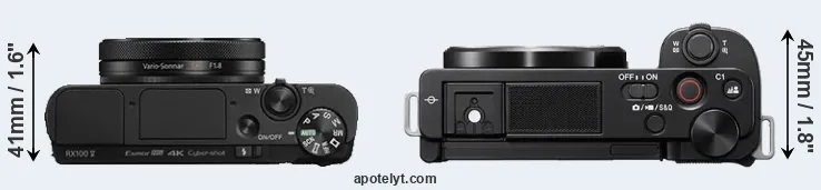 Compare RX100 V versus ZV-E10 top
