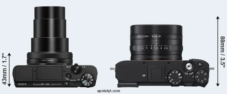 Compare RX100 VI versus RX1R III top