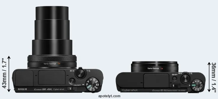 Compare RX100 VI versus WX800 top