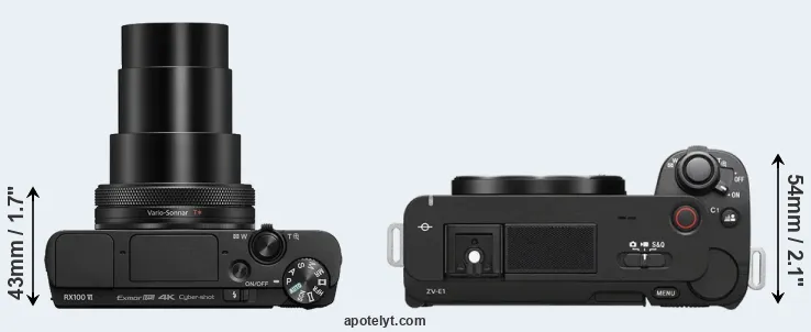 Compare RX100 VI versus ZV-E1 top