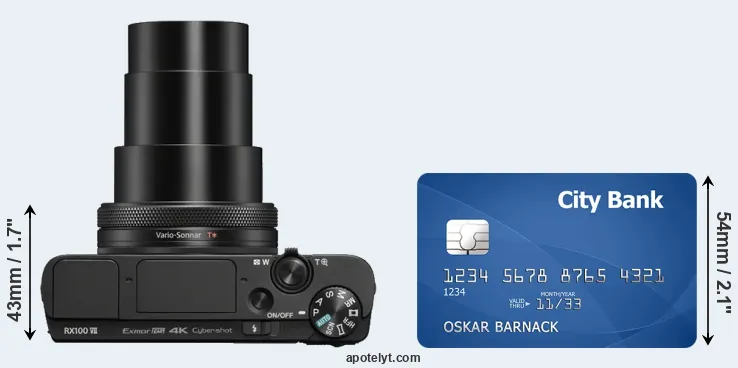 RX100 VII versus credit card top view
