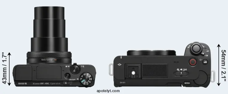 Compare RX100 VII versus ZV-E1 top