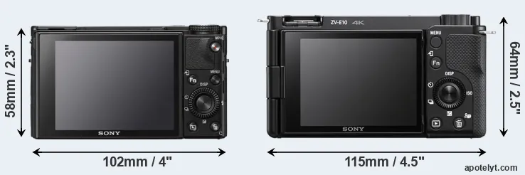 Comparison RX100 VII or ZV-E10 rear