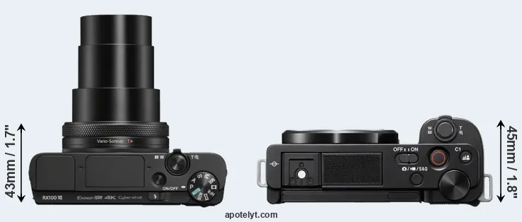 Compare RX100 VII versus ZV-E10 top