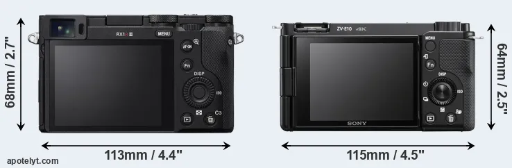 Comparison RX1R III or ZV-E10 rear