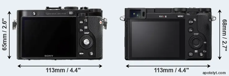Comparison RX1R or RX1R III rear