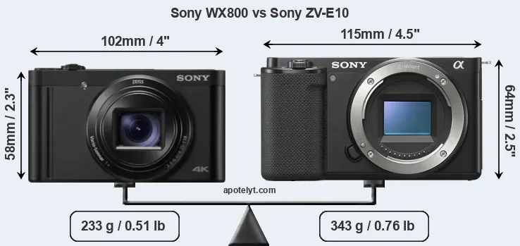 Size Sony WX800 vs Sony ZV-E10