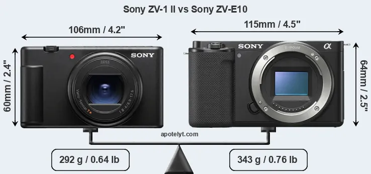 Size Sony ZV-1 II vs Sony ZV-E10