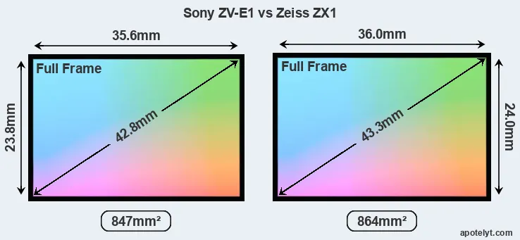Sony ZV-E1 and Zeiss ZX1 sensor measures
